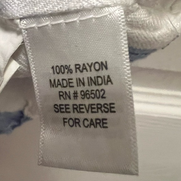 Sandy & Sid Button Front Cropped Stripe Short Sleeve Blouse Blue White Medium - Picture 8 of 9